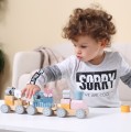 VIGA PolarB Drewniana Kolejka z Wagonikami i Zwierzątkami Do Układania Montessori