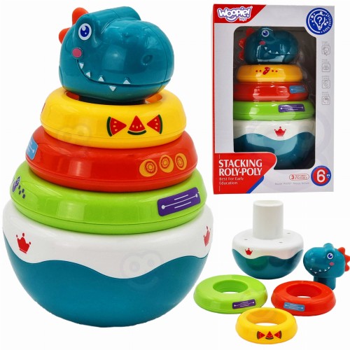 WOOPIE BABY Zabawka Sensoryczna Dino Układanka Piramidka dla Niemowląt