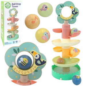 WOOPIE GREEN Drewniany Kulodrom Tor Kulkowy Sensoryczny Edukacyjny 6 el.