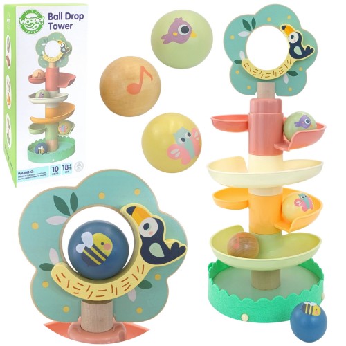 WOOPIE GREEN Drewniany Kulodrom Tor Kulkowy Sensoryczny Edukacyjny 6 el.
