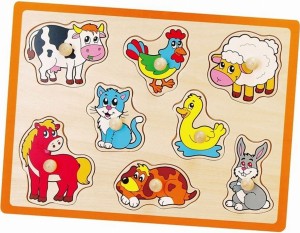 VIGA Drewniane Puzzle Zwierzęta z Farmy Układanka