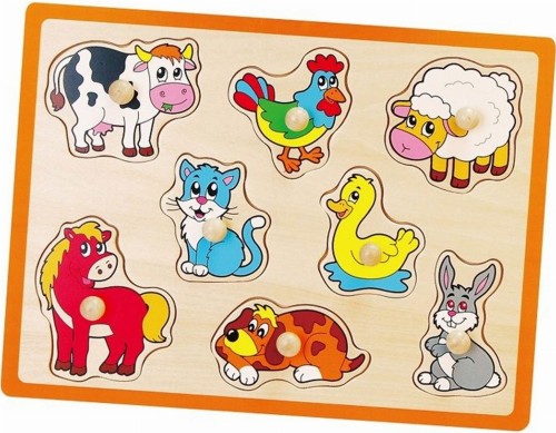 VIGA Drewniane Puzzle Zwierzęta z Farmy Układanka