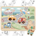 TOOKY TOY Drewniane Interaktywne Puzzle Pojazdy