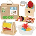 WOOPIE GREEN Box Pudełko XXL Montessori Edukacyjne 6w1 Sensoryczne 5-6 Miesięcy 13el. FSC