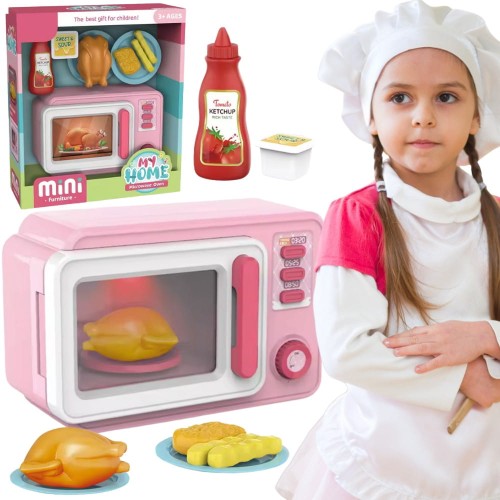 Różowa Kuchenka Mikrofalowa z Kurczakiem