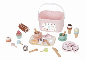 TOOKY TOY Sweet Cake Drewniany Zestaw Słodkości w Pudełku Cukiernia Lodziarnia