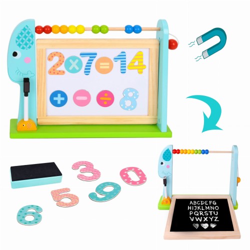 TOOKY TOY Duża Drewniana Tablica Dwustronna Magnetyczna+ Kredowa