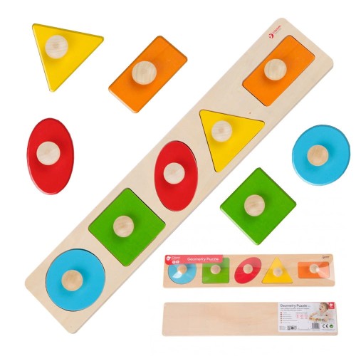 CLASSIC WORLD Drewniana Układanka Geometryczna MONTESSORI Sorter Kształtów Nauka Kolorów 6el.
